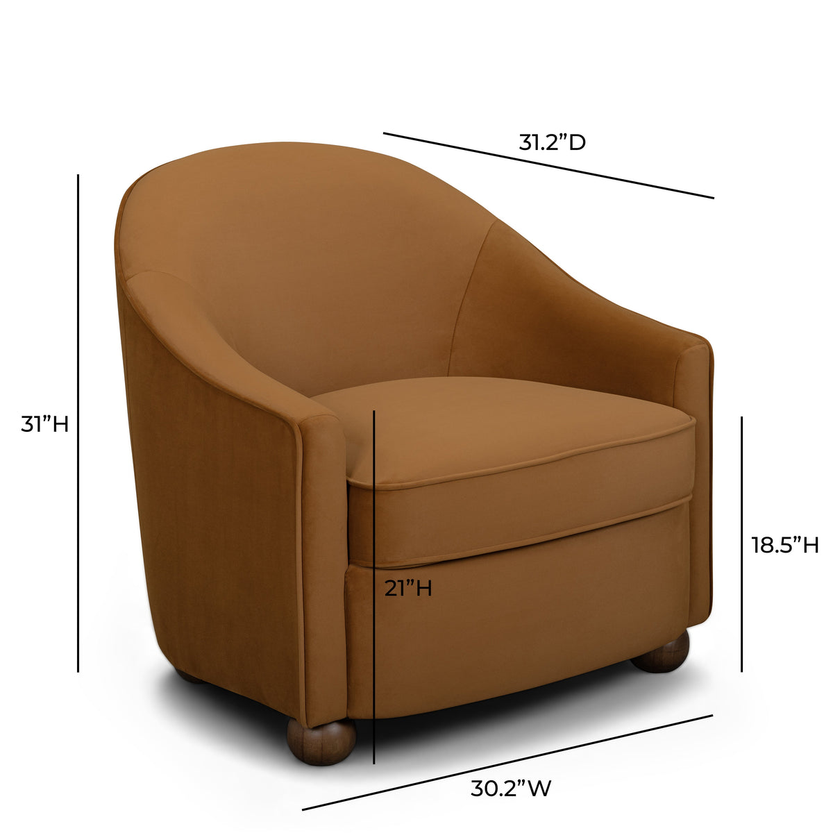 TOV Furniture Cettie Cognac Performance Velvet Accent Chair
