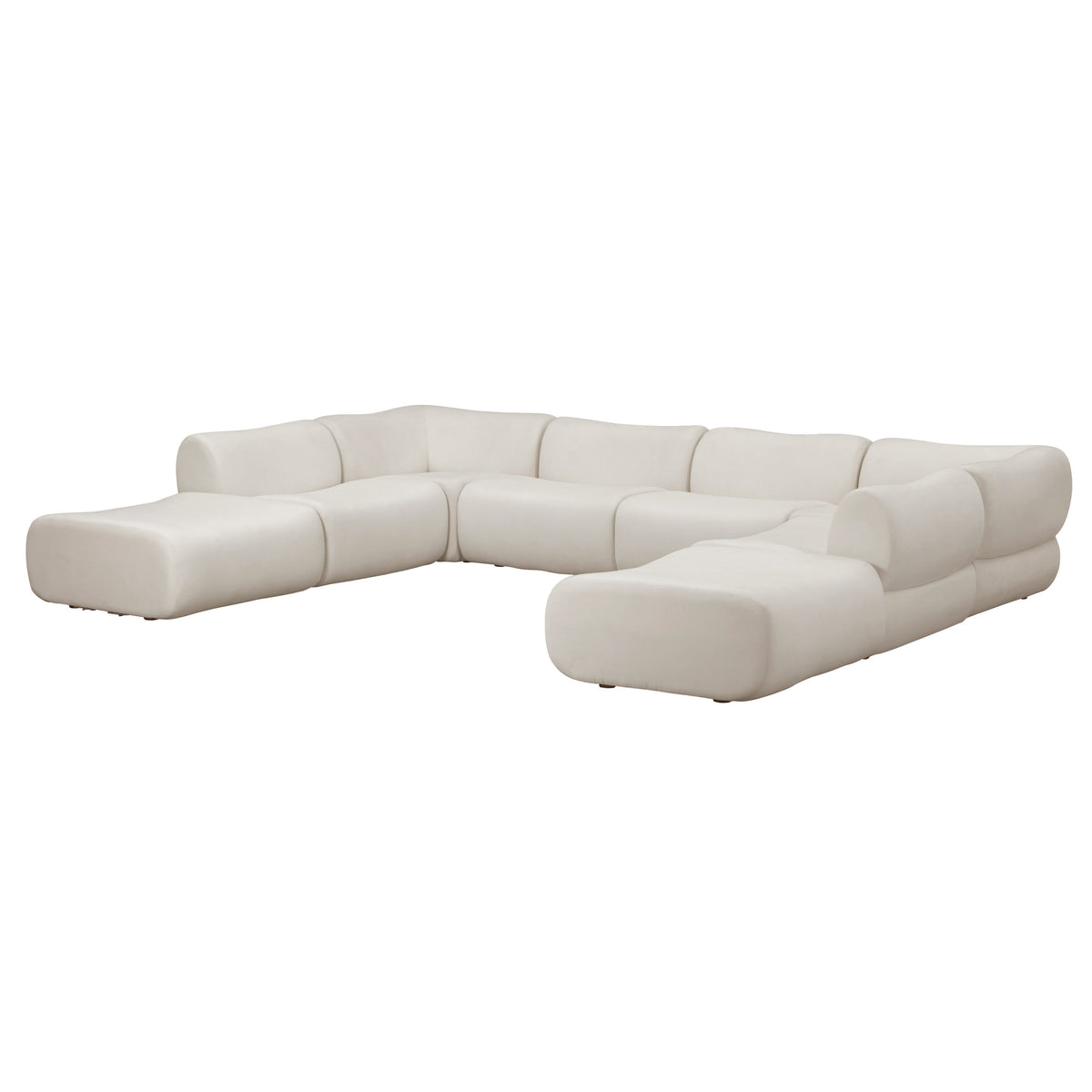 TOV Furniture Zenith 8-Piece Upcycled Modular U-Sectional in Cream Fabric, primary product view