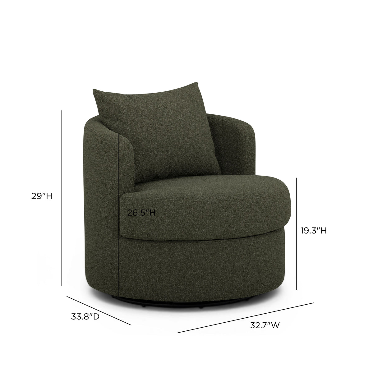 TOV Furniture Silvi Kale Green Performance Boucle Swivel Chair