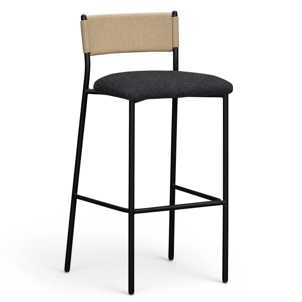 TOV Furniture Celine Black Boucle Bar Stool in black boucle, primary product view