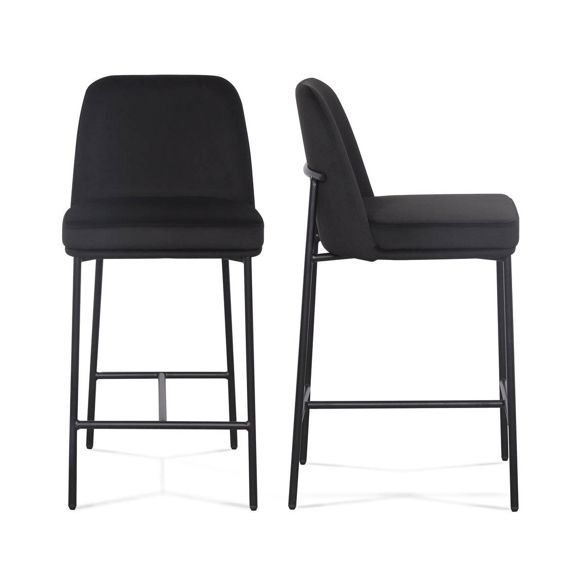 TOV Furniture Sydney Performance Velvet Counter Stool Set of 2 in black velvet, primary product view