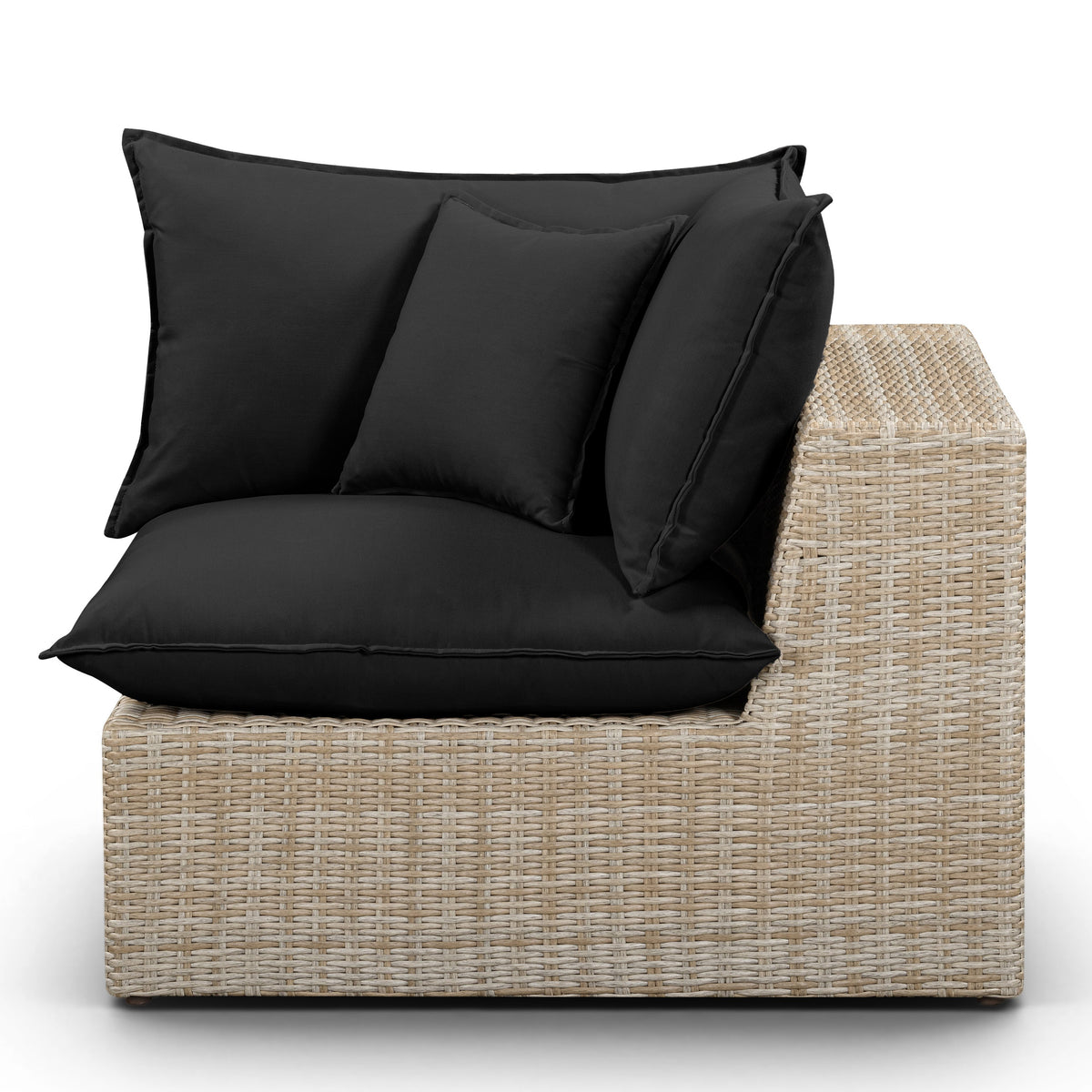 TOV Furniture Cali Black Performance Wicker Outdoor Corner Chair