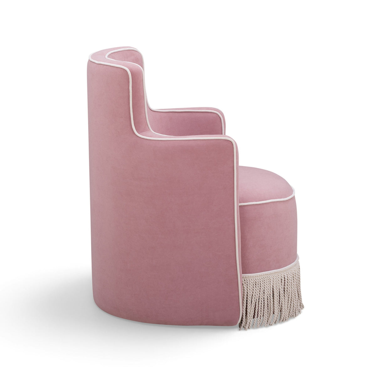 TOV Furniture Passe Pink Tasseled Velvet Swivel Accent Chair