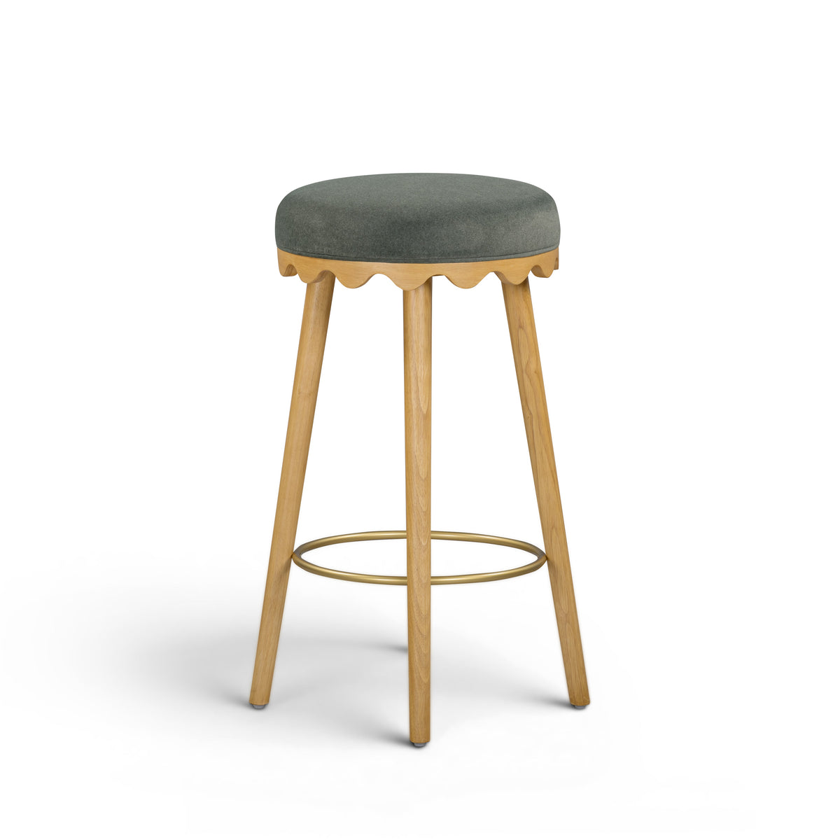 TOV Furniture Oodle Green Performance Vegan Mohair Bar Stool
