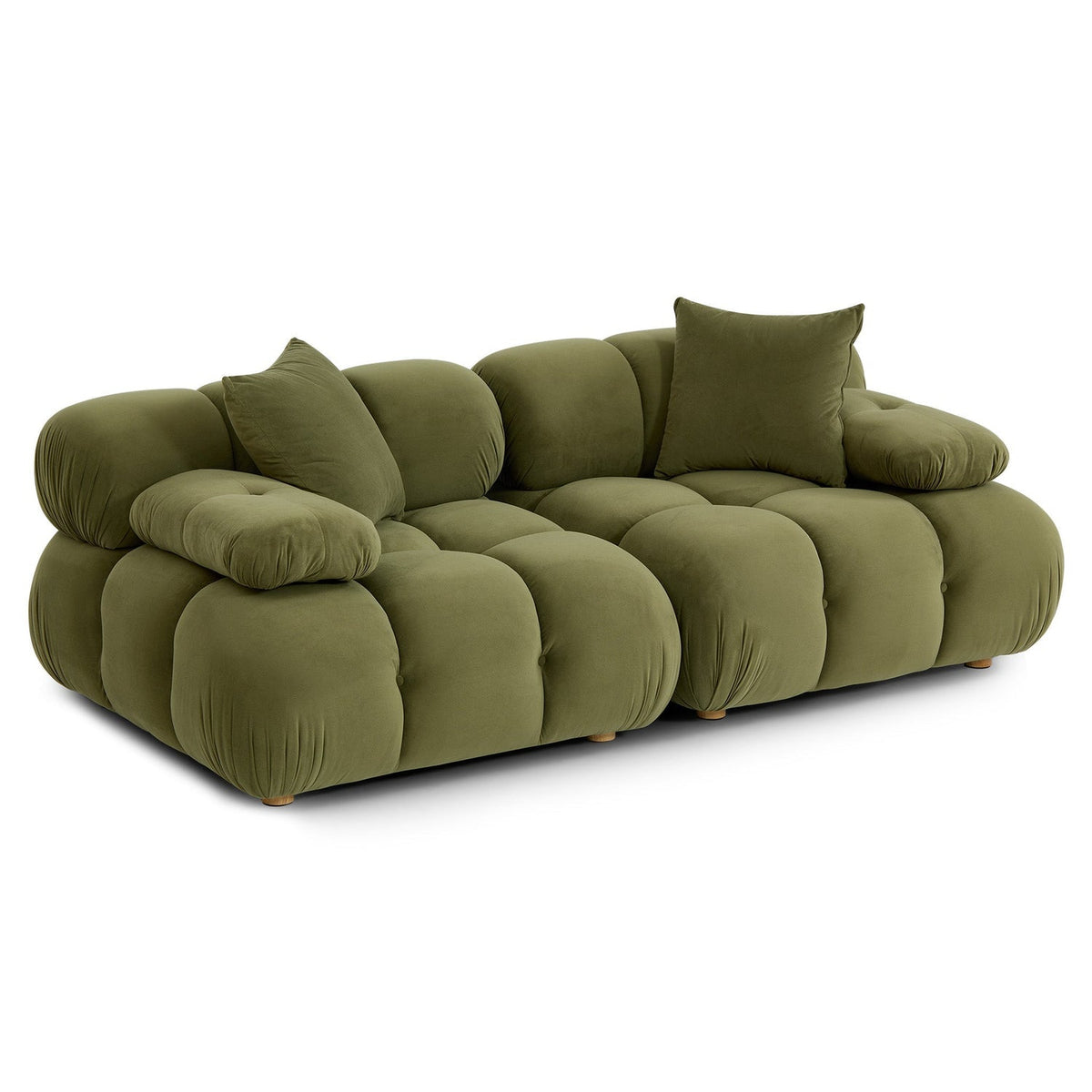 TOV Furniture Calliope Olive Green 79in Modular Loveseat in velvet, primary product view