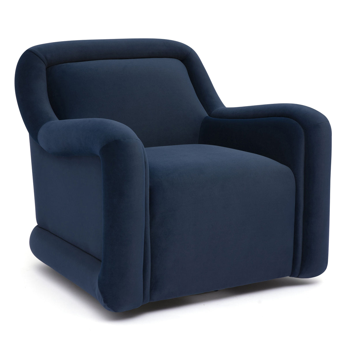 TOV Furniture Charli Dark Blue Performance Swivel Chair in dark blue performance velvet, primary product view