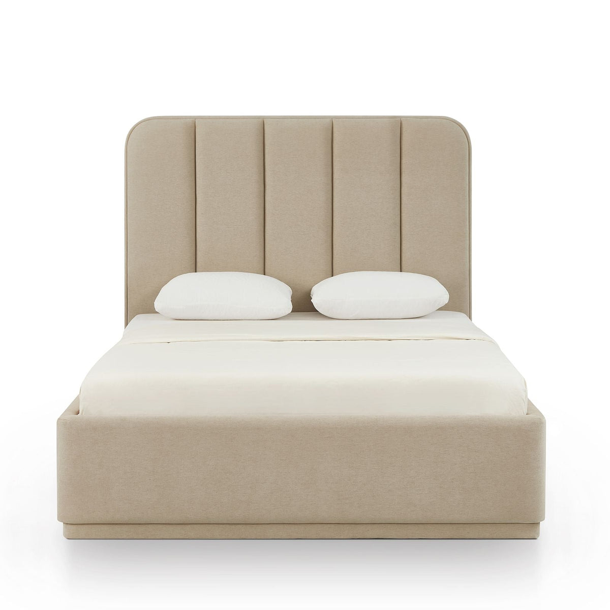 TOV Furniture Parker Bed in tan chenille with a channeled headboard, primary product view