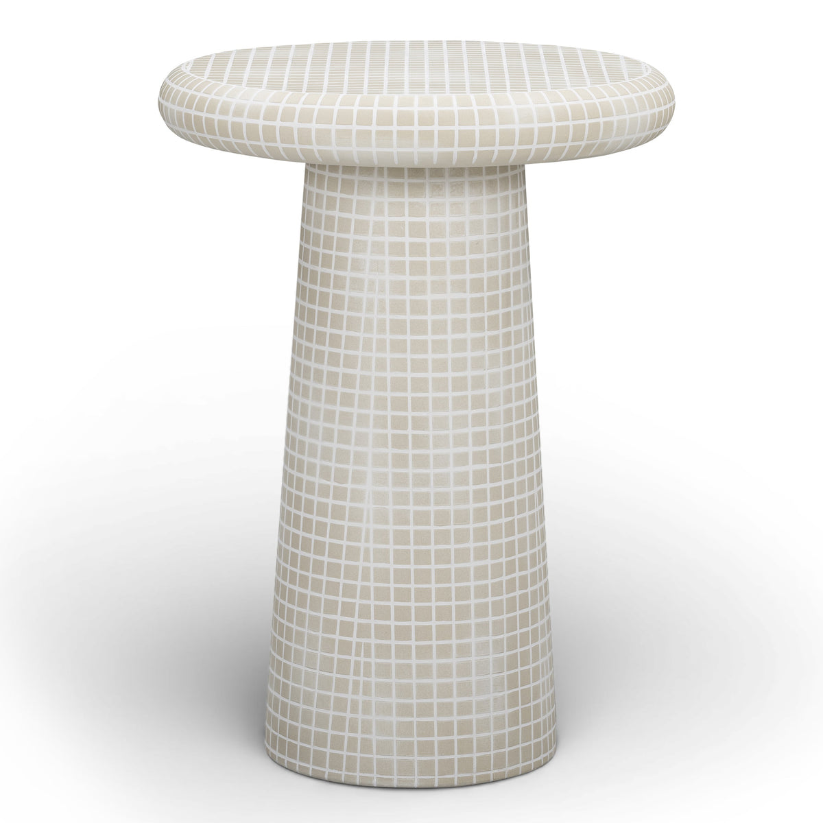 TOV Furniture Monica Tiled Pattern Indoor/Outdoor Side Table in beige tile and concrete, primary product view