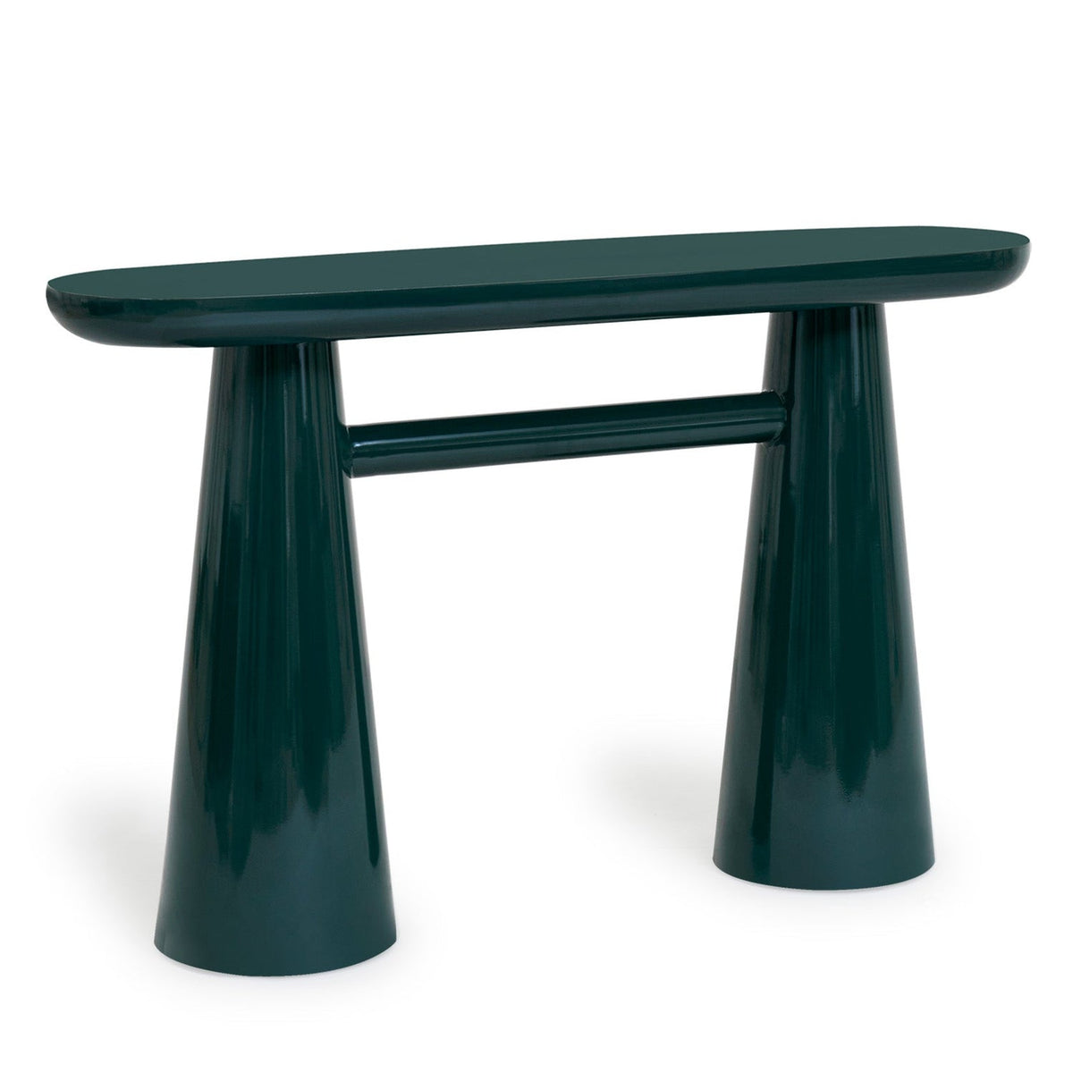 TOV Furniture Baila Green Glossy Lacquer Console Table in forest green glossy lacquer, primary product view