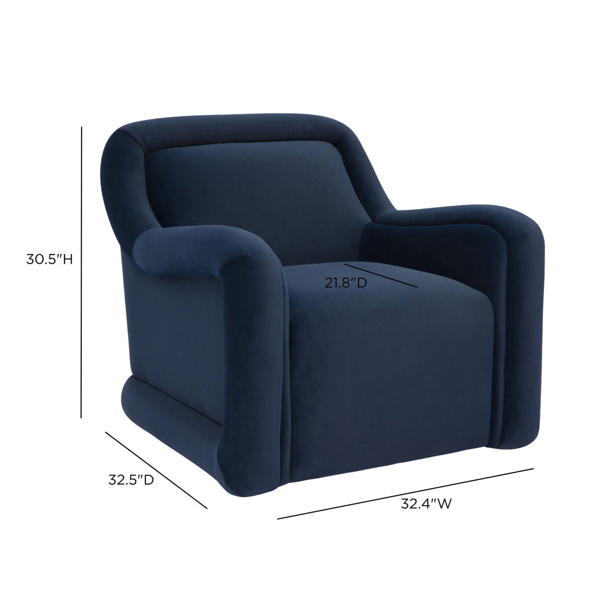 TOV Furniture Charli Dark Blue Performance Swivel Chair