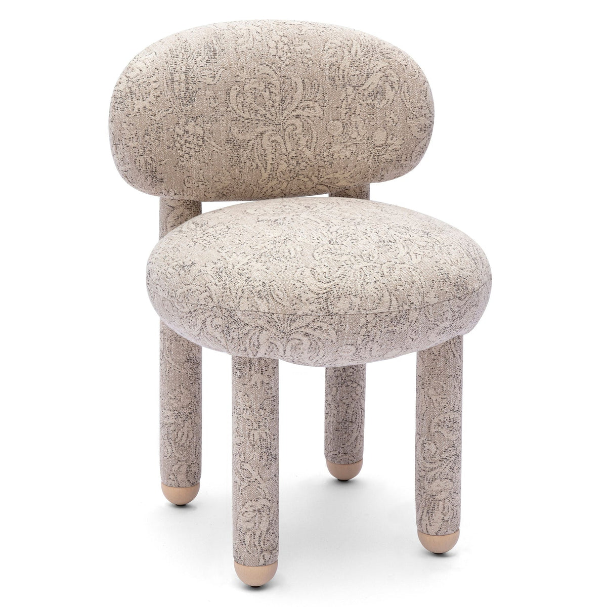TOV Furniture Manu Neutral Performance Side Chair in neutral floral jacquard, primary product view