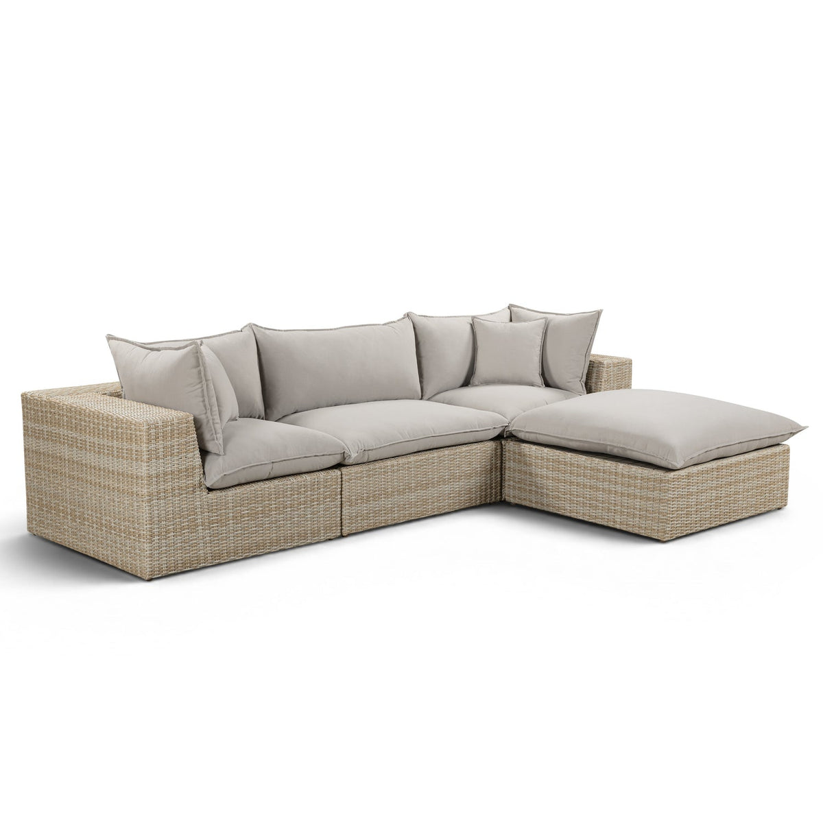 TOV Furniture Cali Gray Performance Wicker 4-Piece Outdoor Sectional Sofa