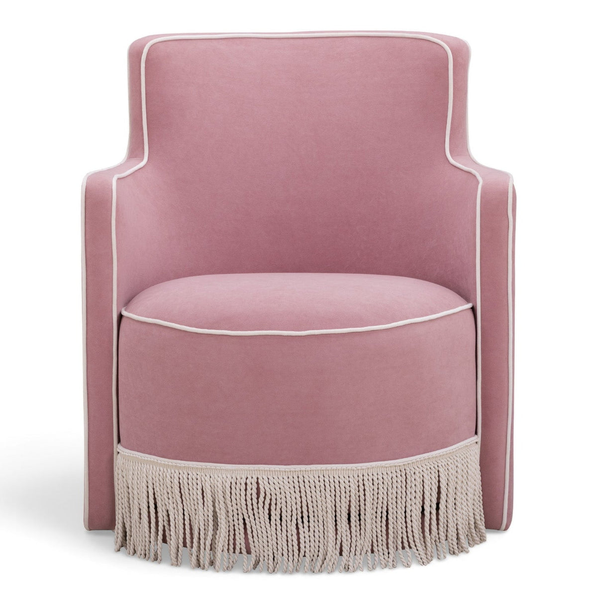 TOV Furniture Passe Pink Tasseled Velvet Swivel Accent Chair