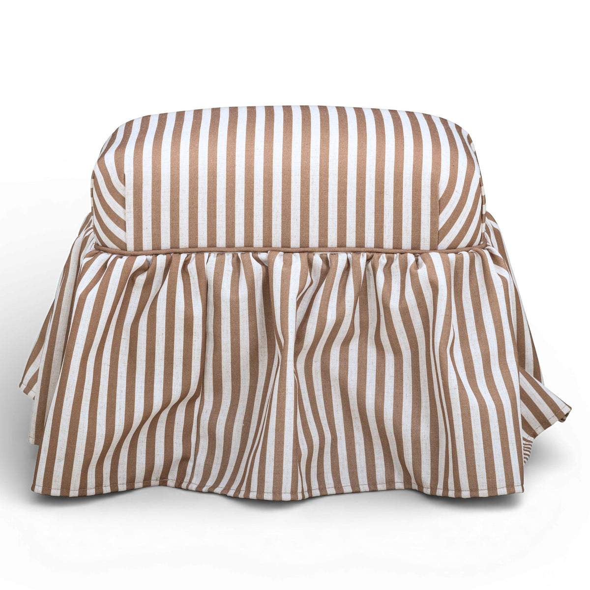 TOV Furniture Gertrude Brown Striped Performance Linen Skirted Ottoman