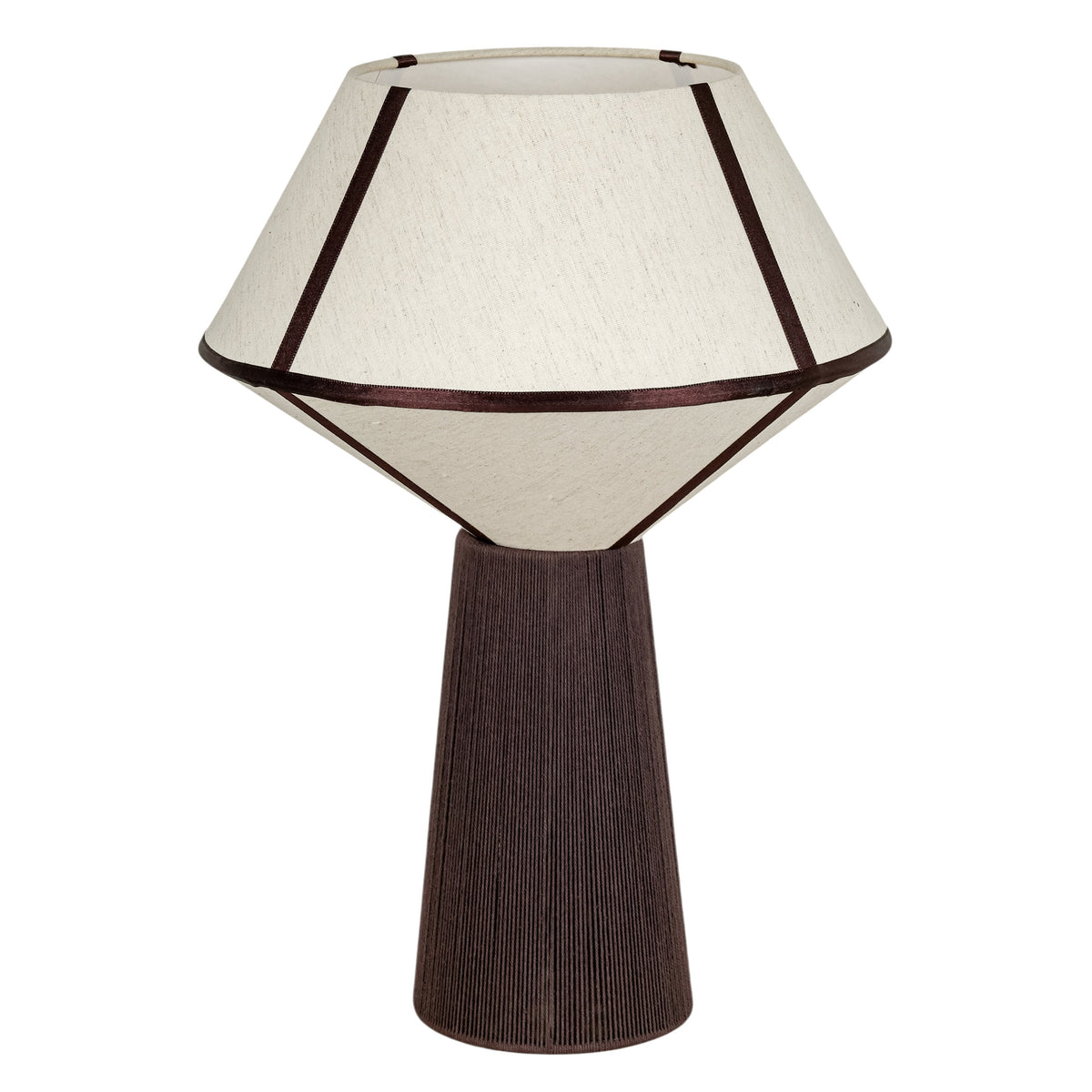 TOV Furniture Josephine Upwards Table Lamp in chocolate brown and white cotton, primary product view