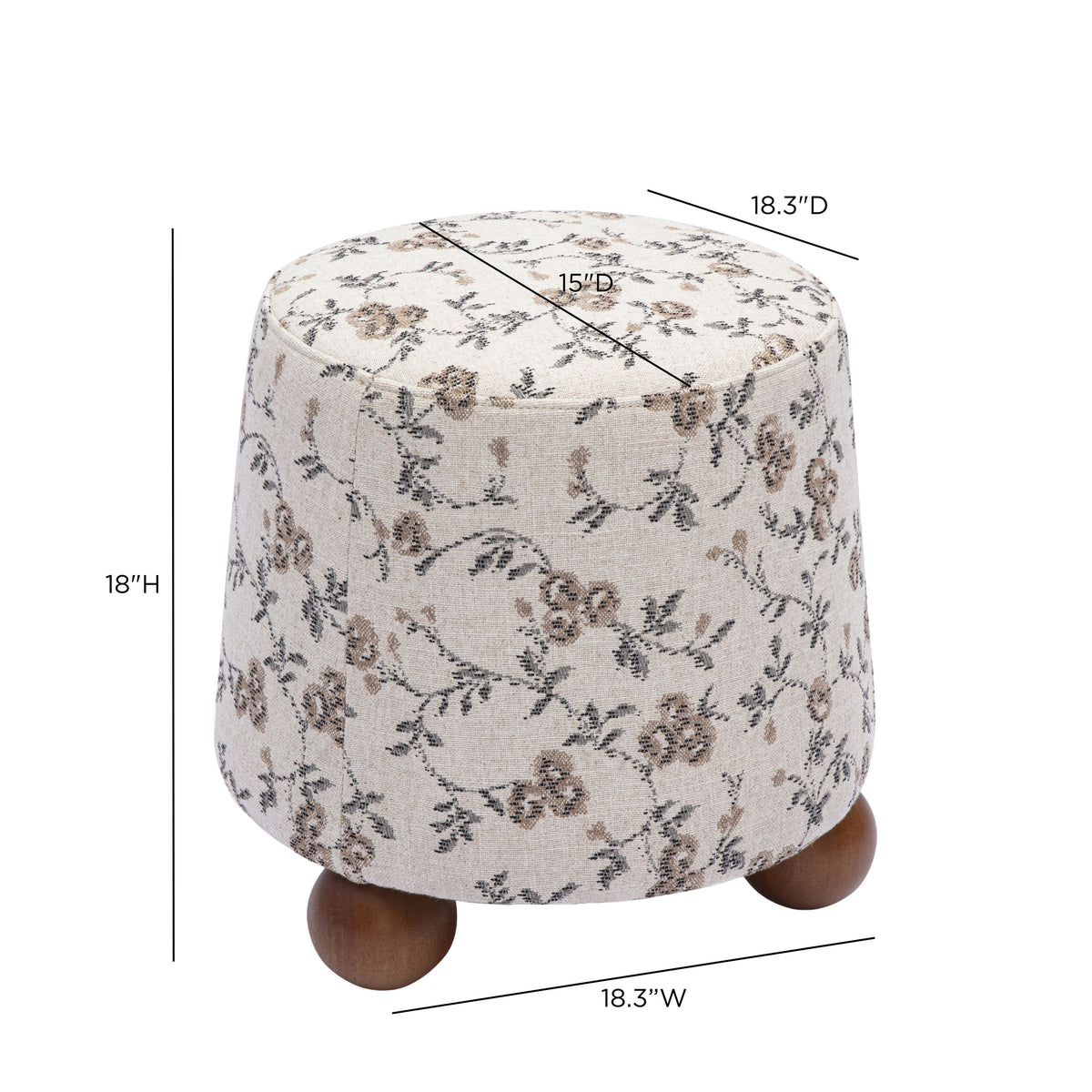 TOV Furniture Jaine Beige Floral Ottoman