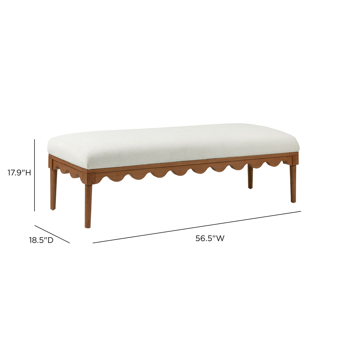 TOV Furniture Oodle Cream Performance Vegan Mohair Bench