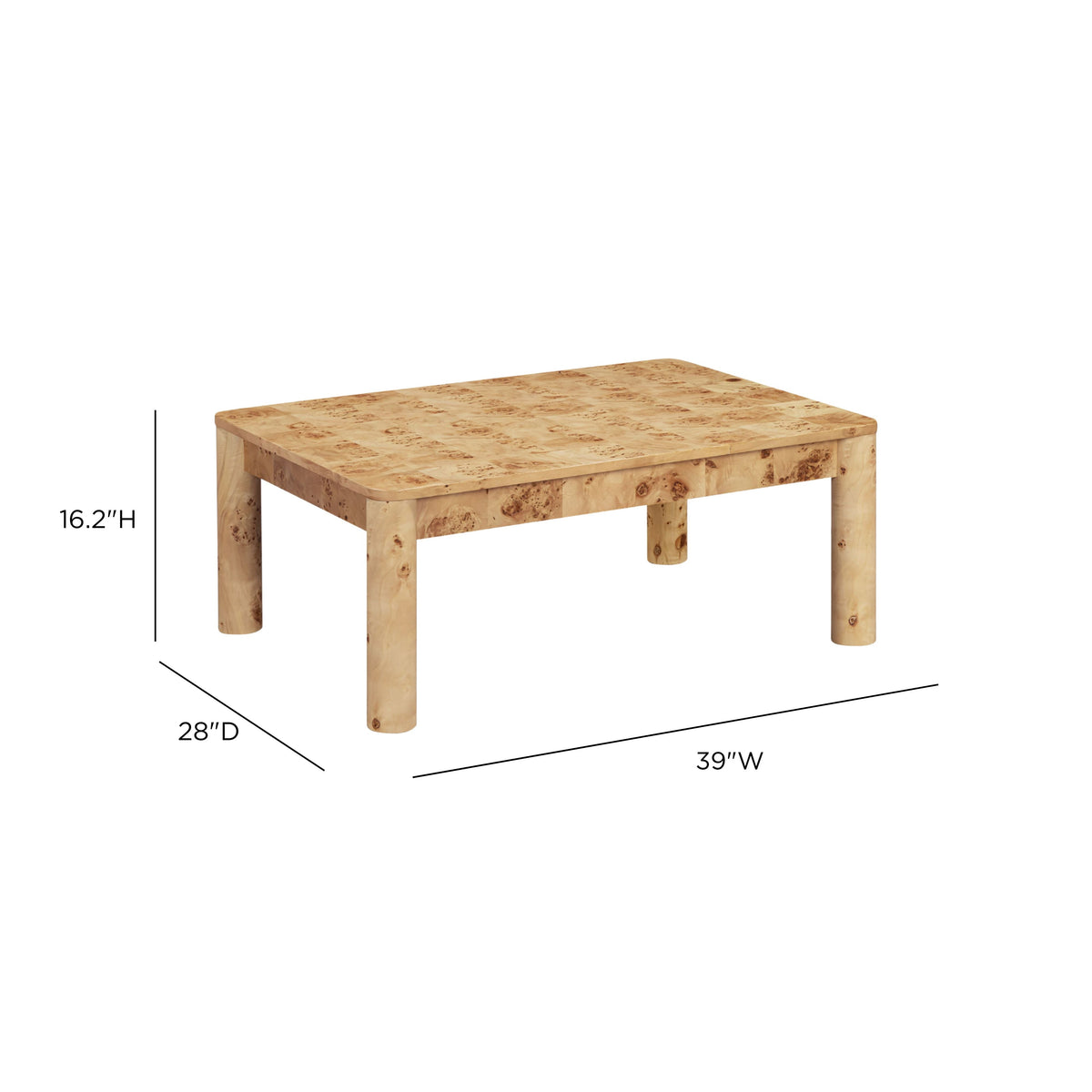 TOV Furniture Berri 39in Natural Burl Coffee Table