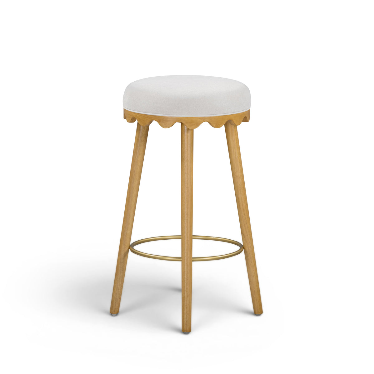 TOV Furniture Oodle Performance Vegan Mohair Bar and Counter Stool in cream faux mohair, primary product view