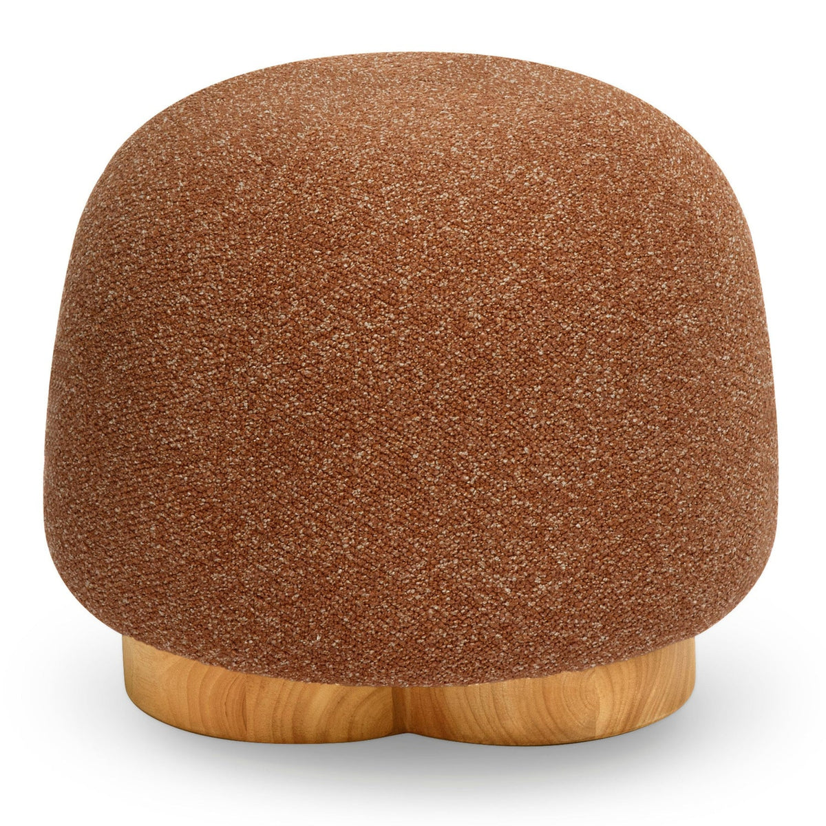 TOV Furniture Oopa Swivel Ottoman in bronze boucle on a wood base, primary product view