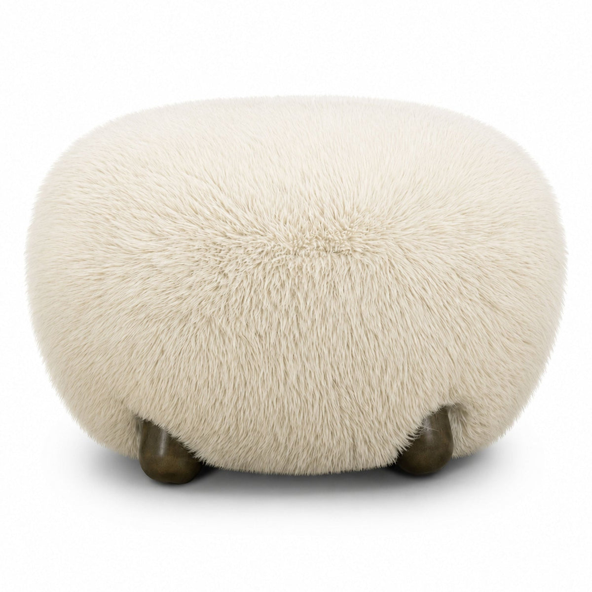 TOV Furniture Pucker Ottoman in natural faux shearling, primary product view