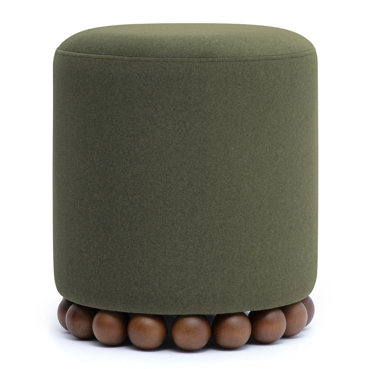 TOV Furniture Dex Olive Green Ottoman in olive green faux mohair, primary product view
