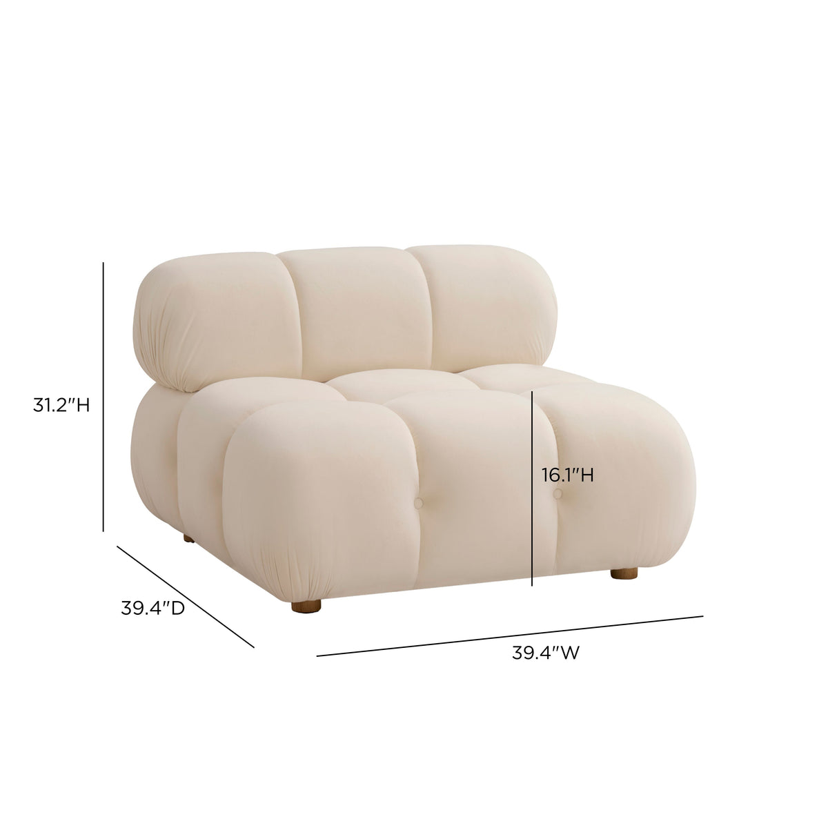 TOV Furniture Calliope Off White Performance Modular Armless Chair