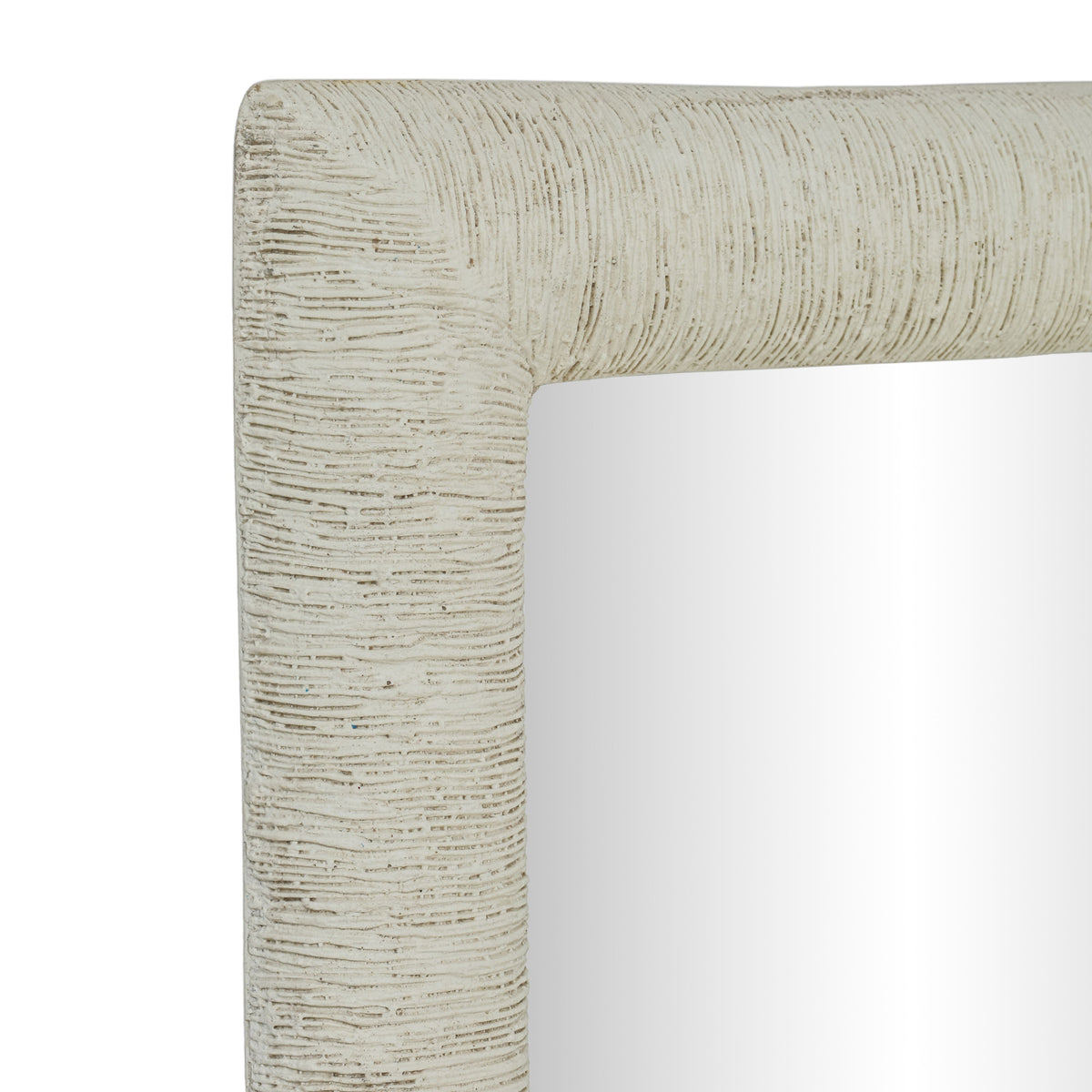 TOV Furniture Orpheus Antique White Ribbed Faux Stone Rectangular Wall Mirror