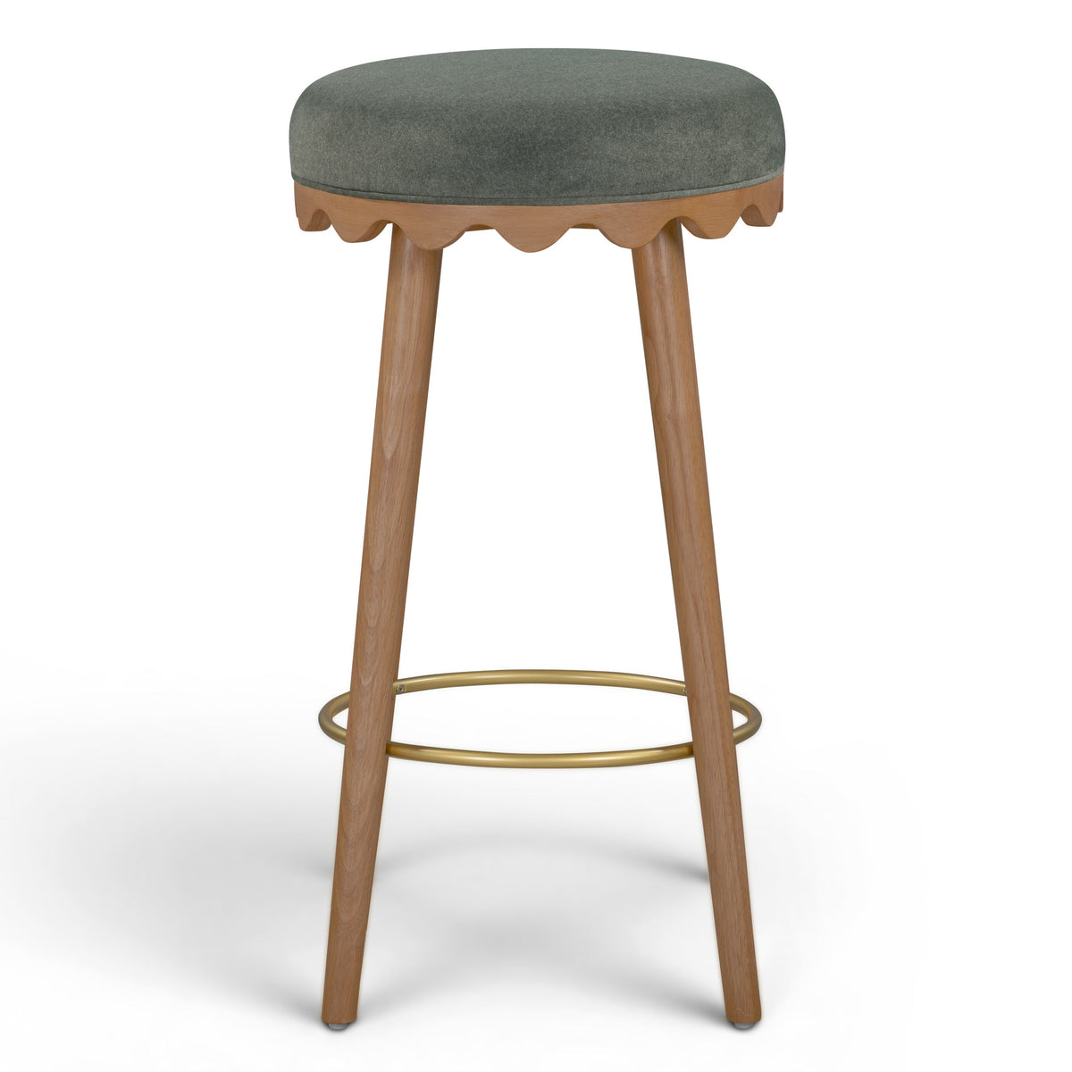 TOV Furniture Oodle Green Performance Vegan Mohair Bar Stool