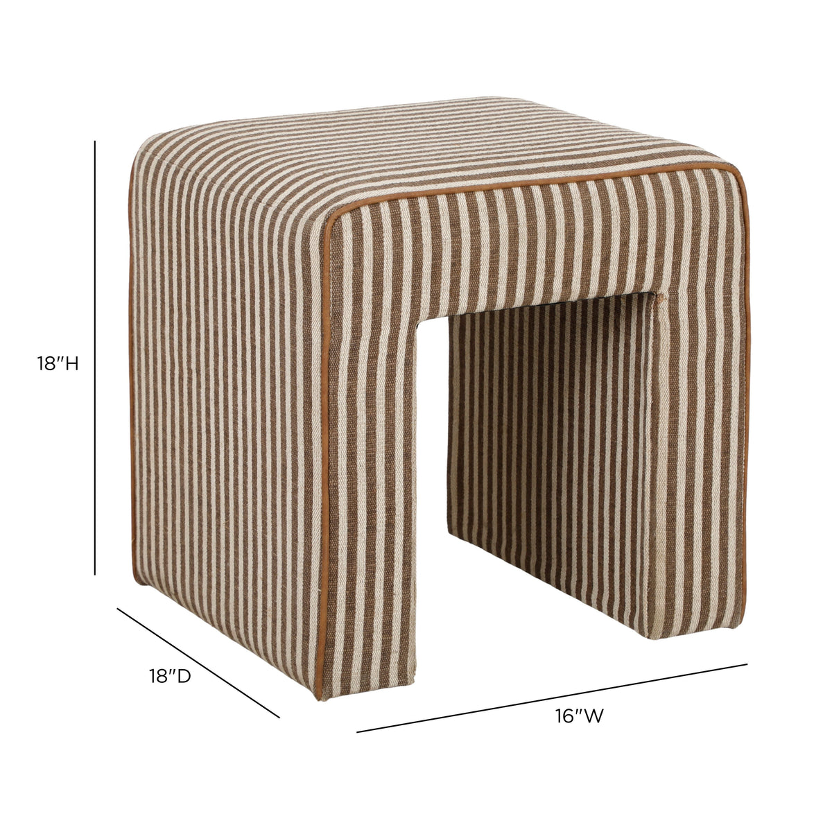 TOV Furniture Byron Brown Square Cotton Jute Ottoman