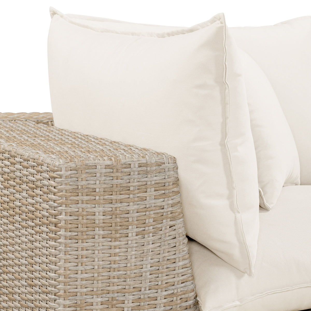 TOV Furniture Cali Cream Performance Wicker Outdoor Corner Chair