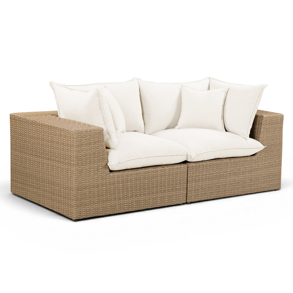 TOV Furniture Cali Cream 80in Performance Wicker Outdoor Loveseat in cream performance wicker, primary product view