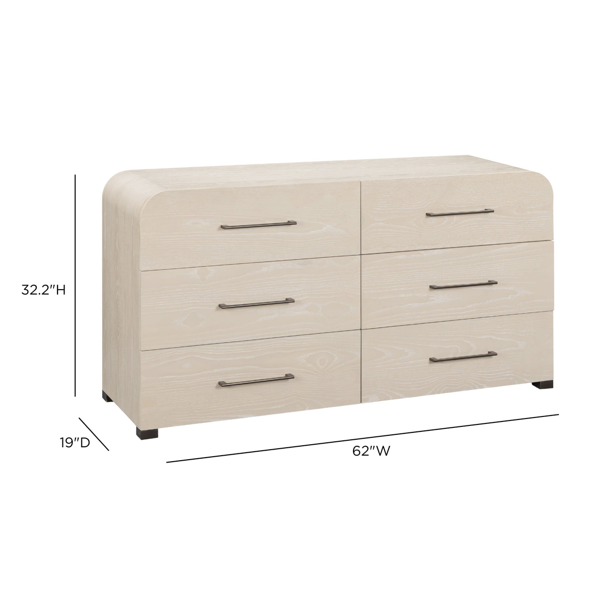 TOV Furniture Marissa Washed Ash 6-Drawer Dresser