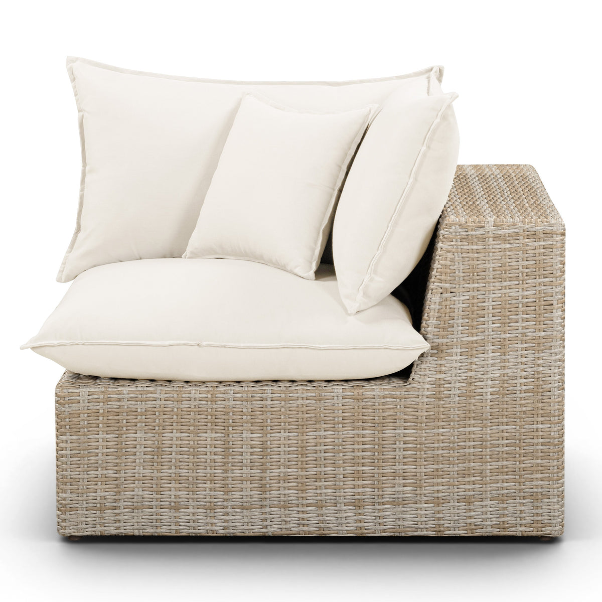 TOV Furniture Cali Cream Performance Wicker Outdoor Corner Chair