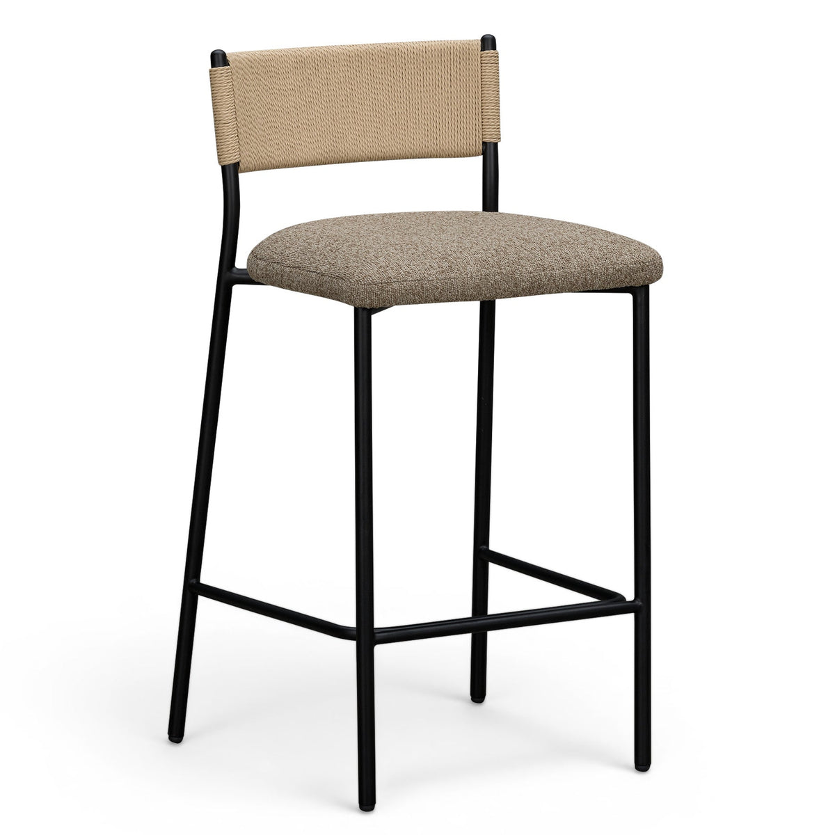 TOV Furniture Celine Brown Boucle Counter Stool in brown boucle with metal frame, primary product view