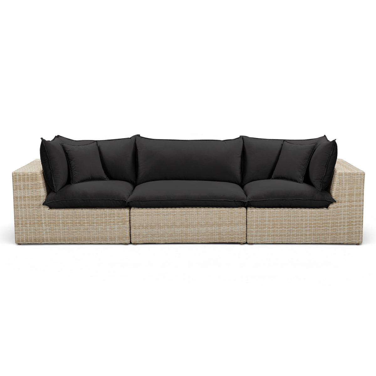 TOV Furniture Cali Black Performance Wicker 120in Outdoor Sofa