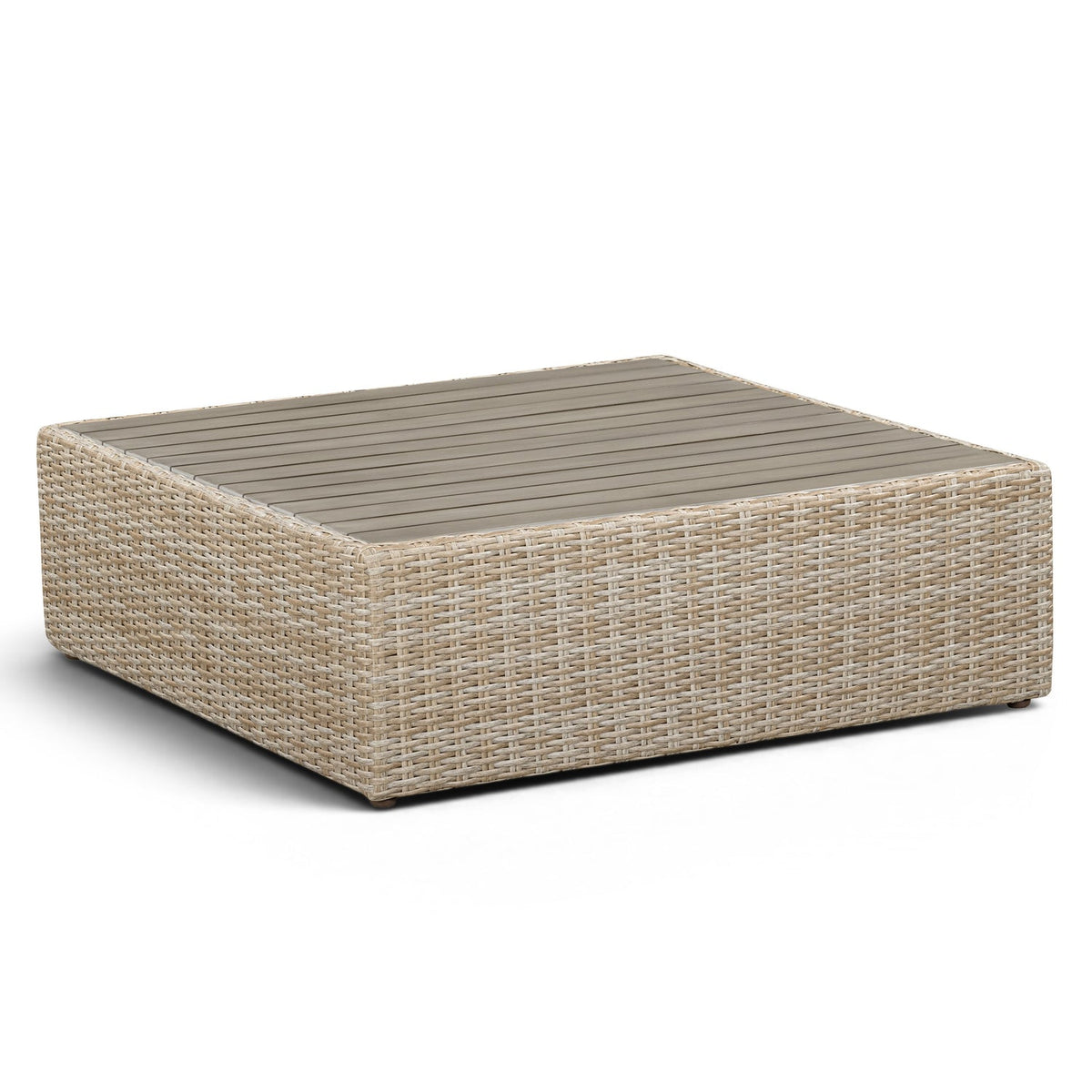 TOV Furniture Cali Black Performance Wicker Outdoor Ottoman