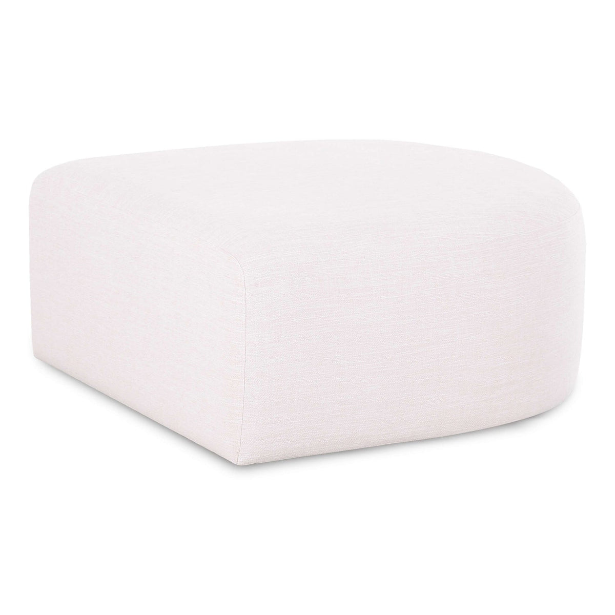TOV Furniture Gorge Cream Ottoman in cream linen upholstery, primary product view