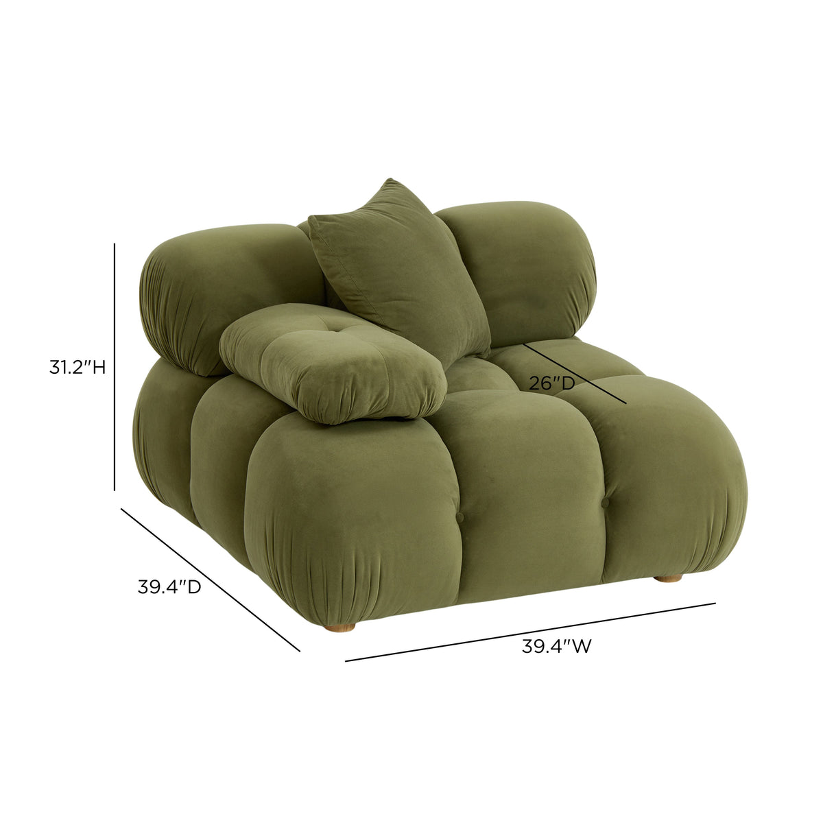TOV Furniture Calliope Olive Green Performance Modular Corner Chair
