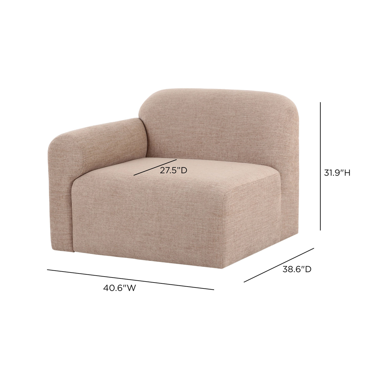 TOV Furniture Gorge Tan Left Modular Corner Chair