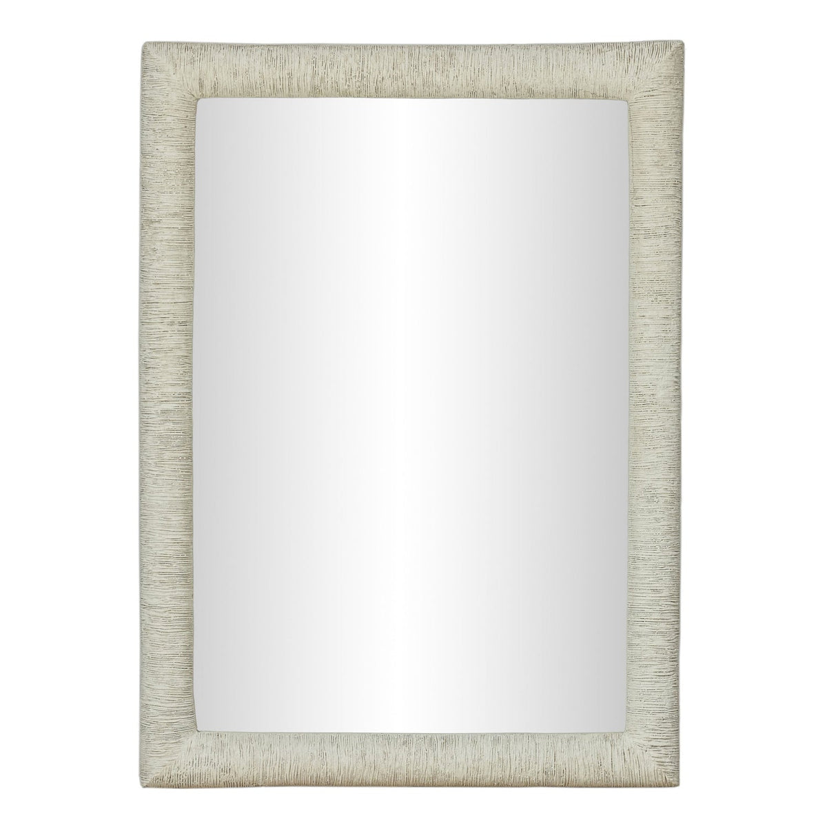 TOV Furniture Orpheus Antique White Ribbed Faux Stone Rectangular Wall Mirror