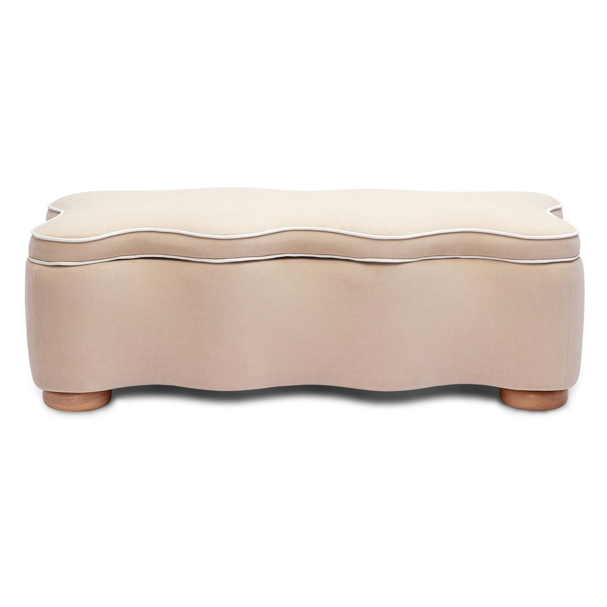 TOV Furniture Thalia 48.5 inch Performance Velvet Storage Bench in tan velvet, primary product view