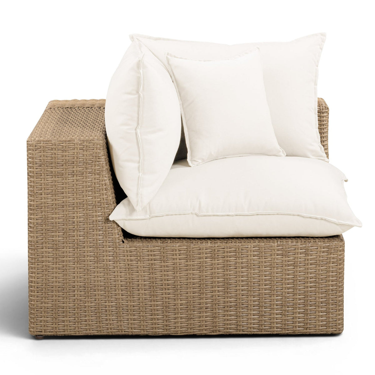 TOV Furniture Cali Cream Performance Wicker Outdoor Corner Chair