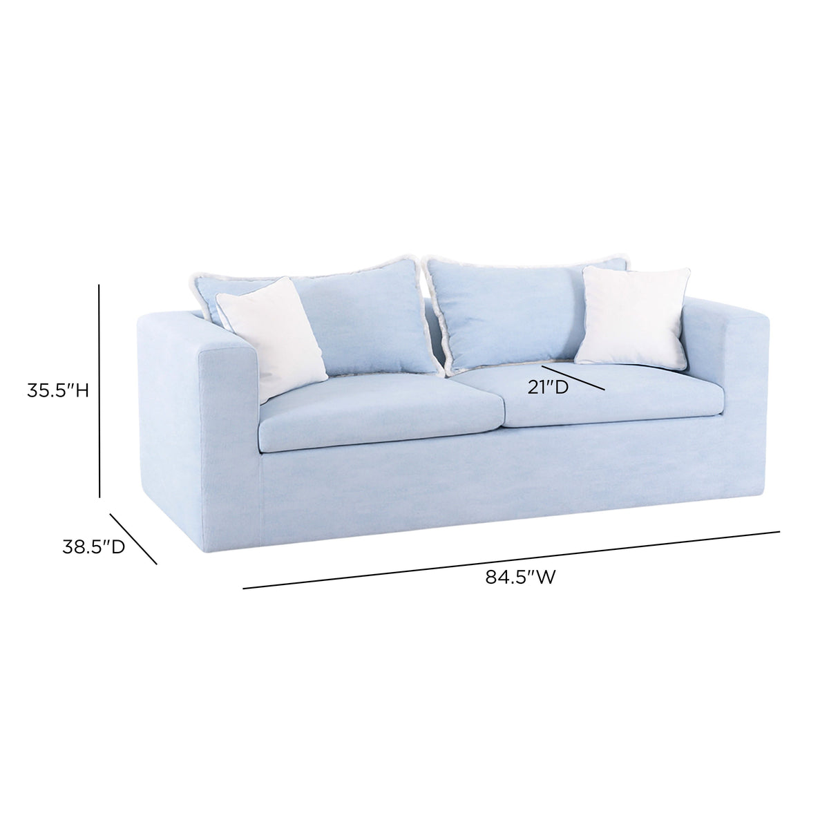TOV Furniture Salty Light Blue Indoor/Outdoor Sofa