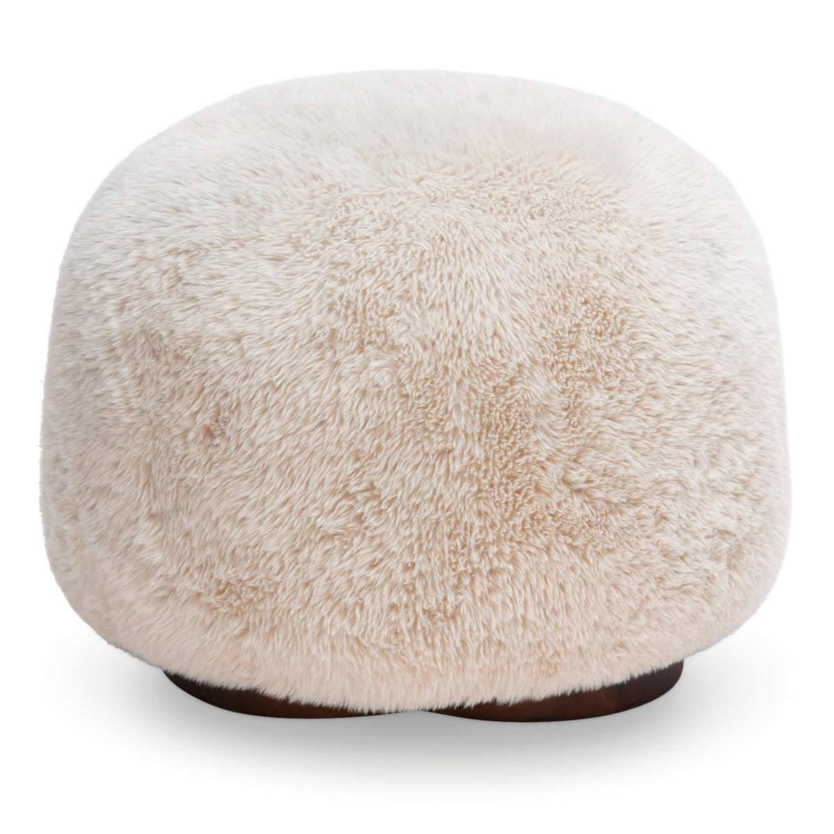 TOV Furniture Oopa Swivel Ottoman in off-white faux shearling on a wood base, primary product view