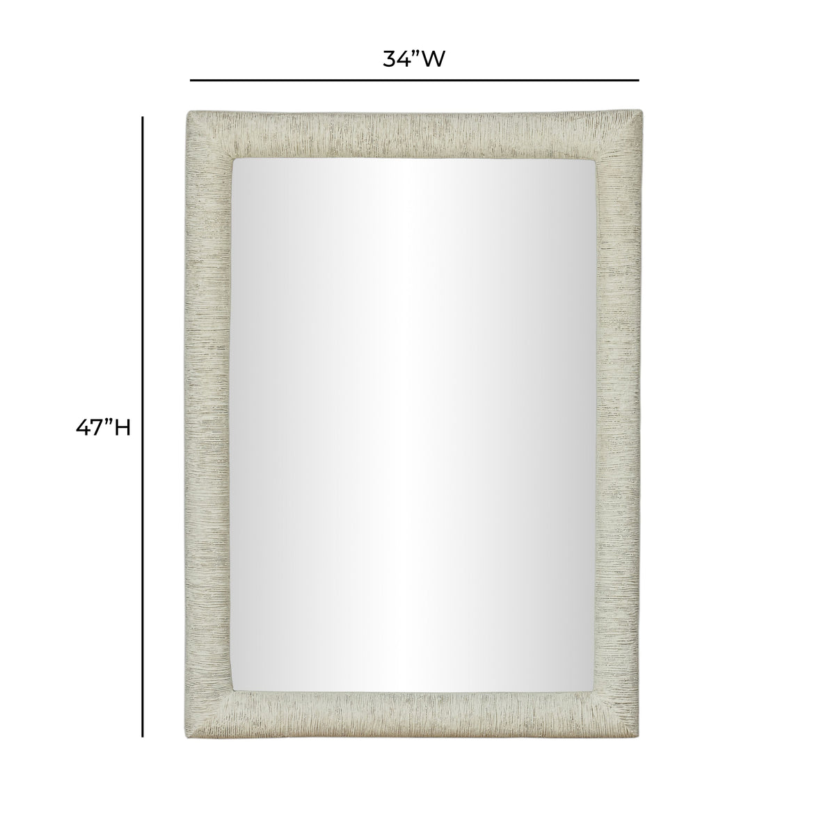 TOV Furniture Orpheus Antique White Ribbed Faux Stone Rectangular Wall Mirror