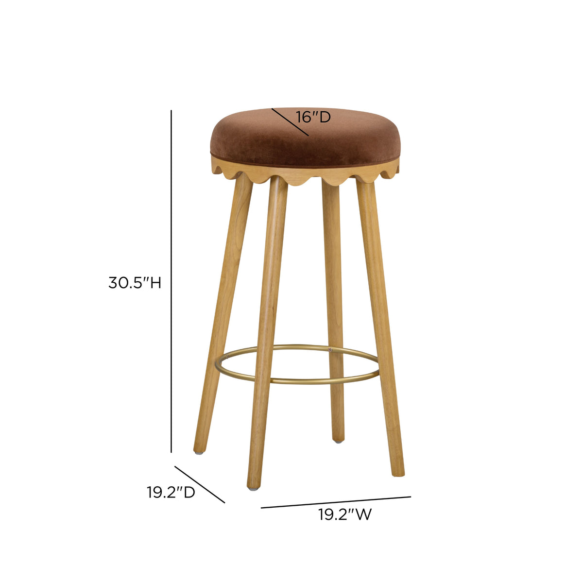 TOV Furniture Oodle Bronze Performance Vegan Mohair Bar Stool