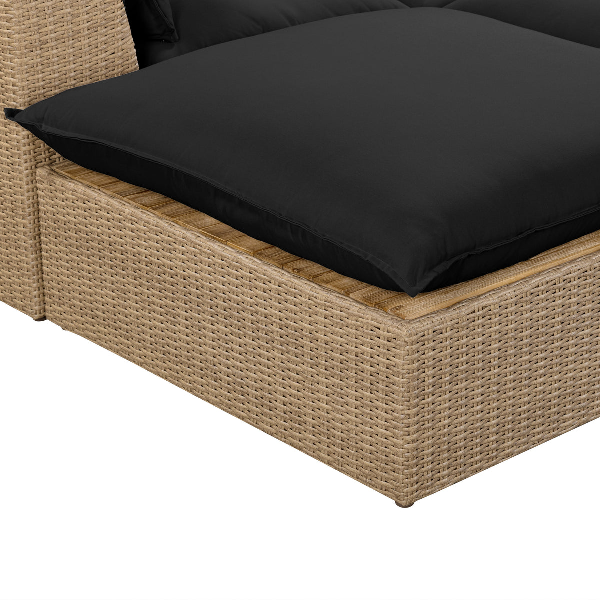 TOV Furniture Cali Black Performance Wicker 4-Piece Outdoor Sectional Sofa