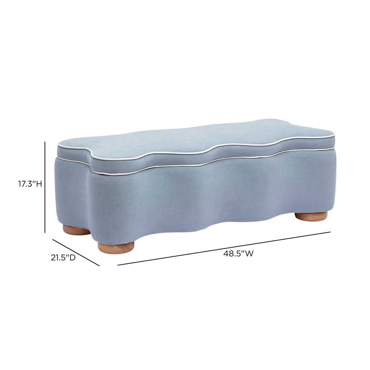 TOV Furniture Thalia Blue Performance Velvet Storage Bench