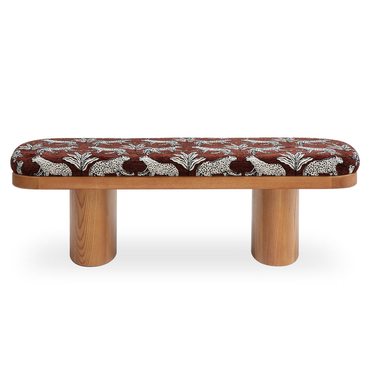 TOV Furniture Ollie Upholstered Bench in brown jacquard, primary product view